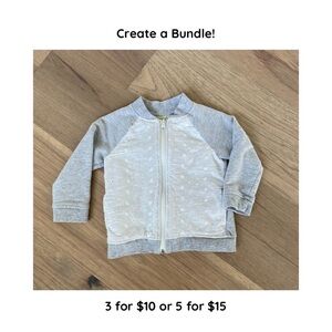 Crazy 8 Girls White and Gray Eyelet Lightweight Full Zip Sweatshirt Size 24M